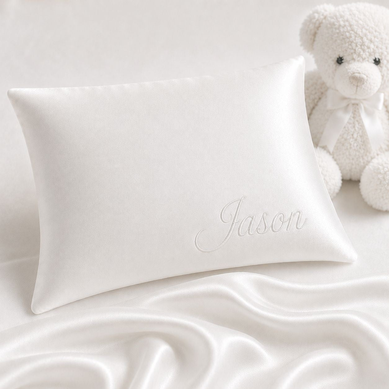 100% MULBERRY SILK TODDLER PILLOWCASE-WHITE