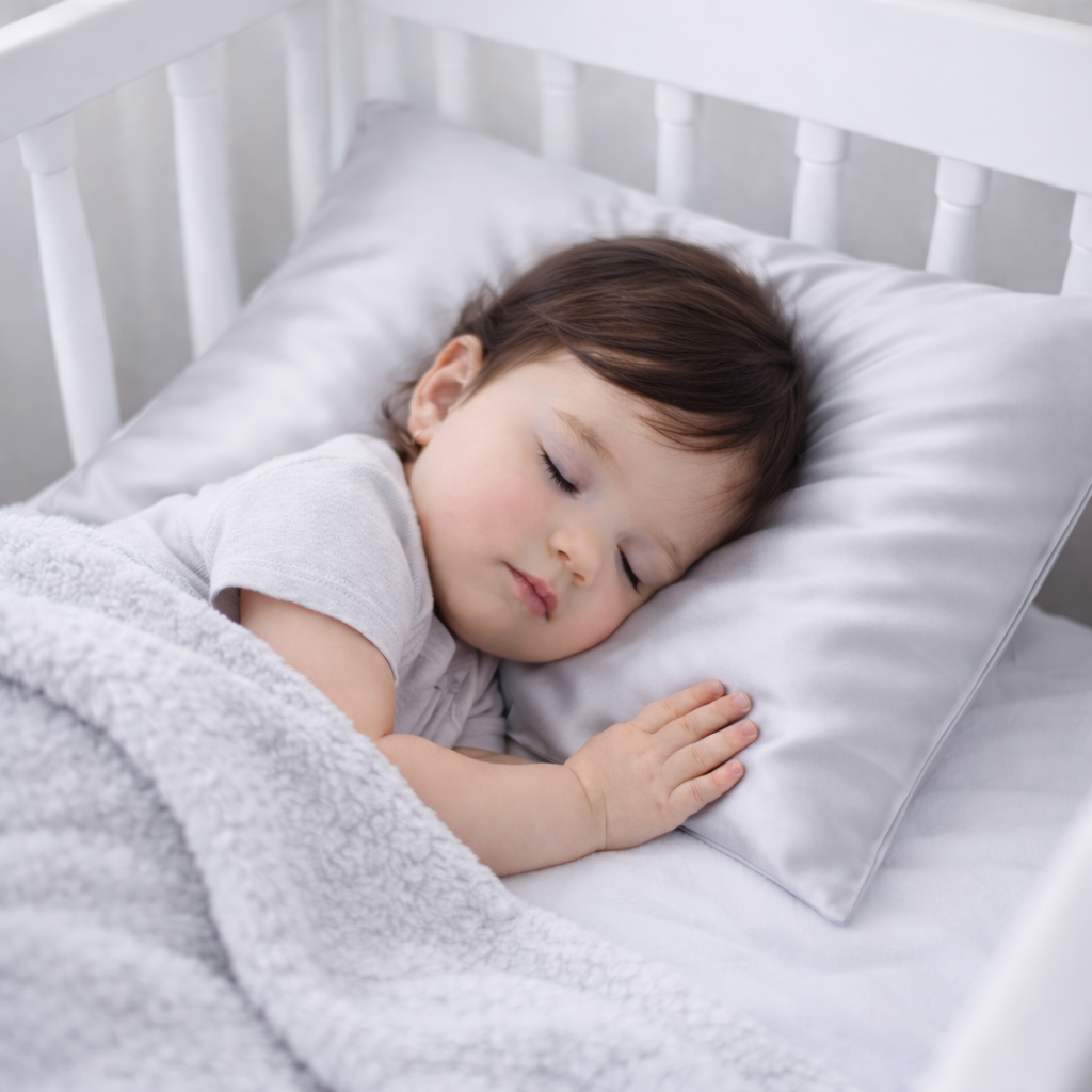 SILK TODDLER PILLOW AND CASE-SILVER