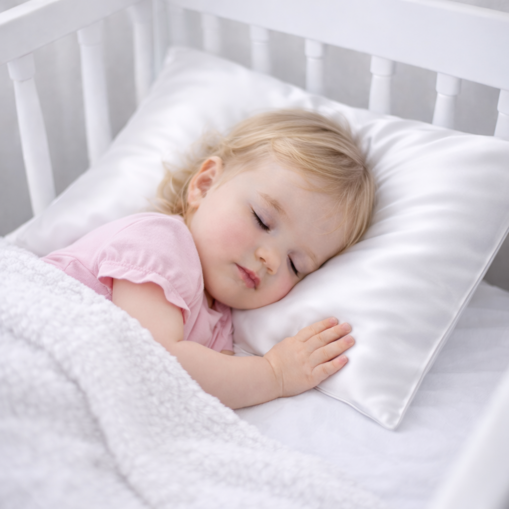 SILK TODDLER PILLOW AND CASE-WHITE