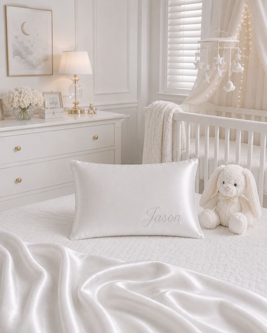 SILK TODDLER PILLOW AND CASE-WHITE