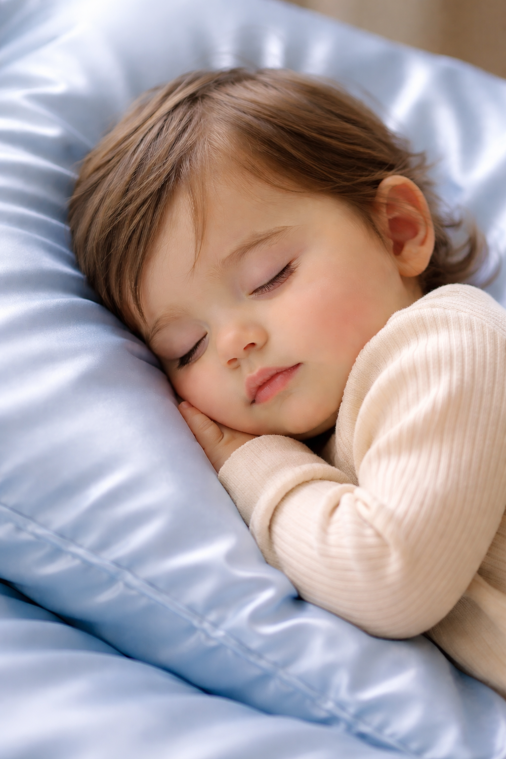 SILK TODDLER PILLOW AND CASE-BABY BLUE