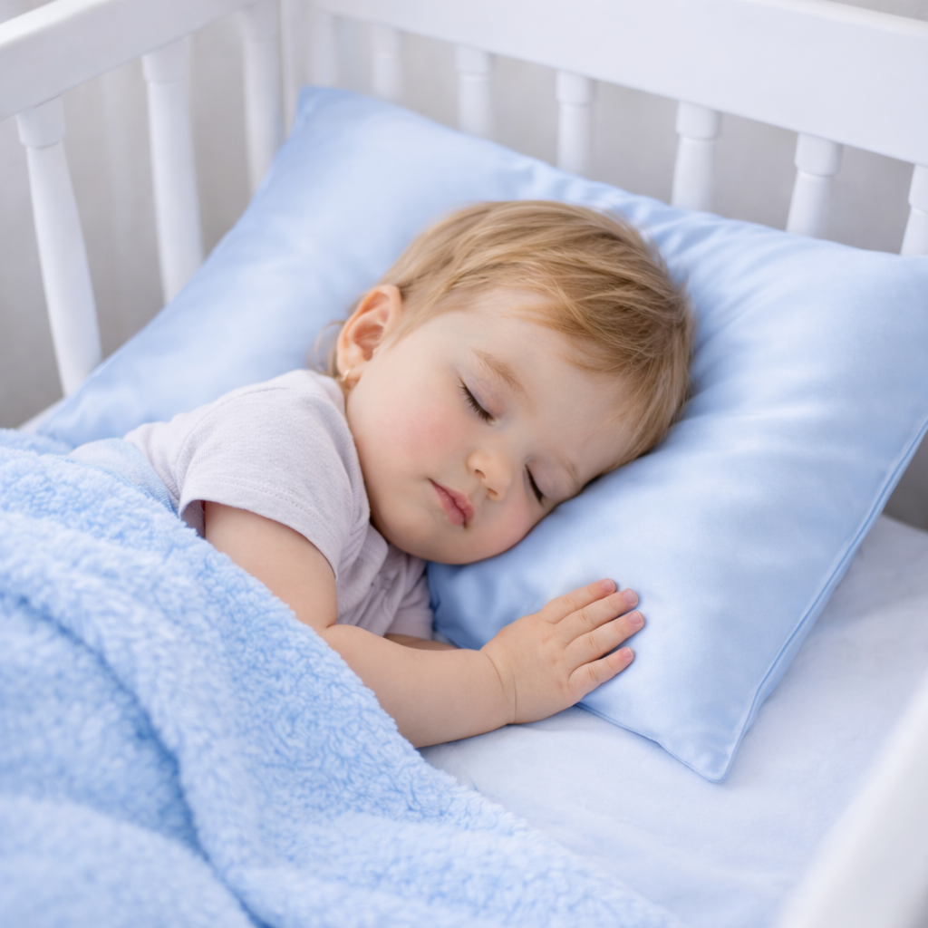 100% MULBERRY SILK TODDLER PILLOWCASE-BABY BLUE