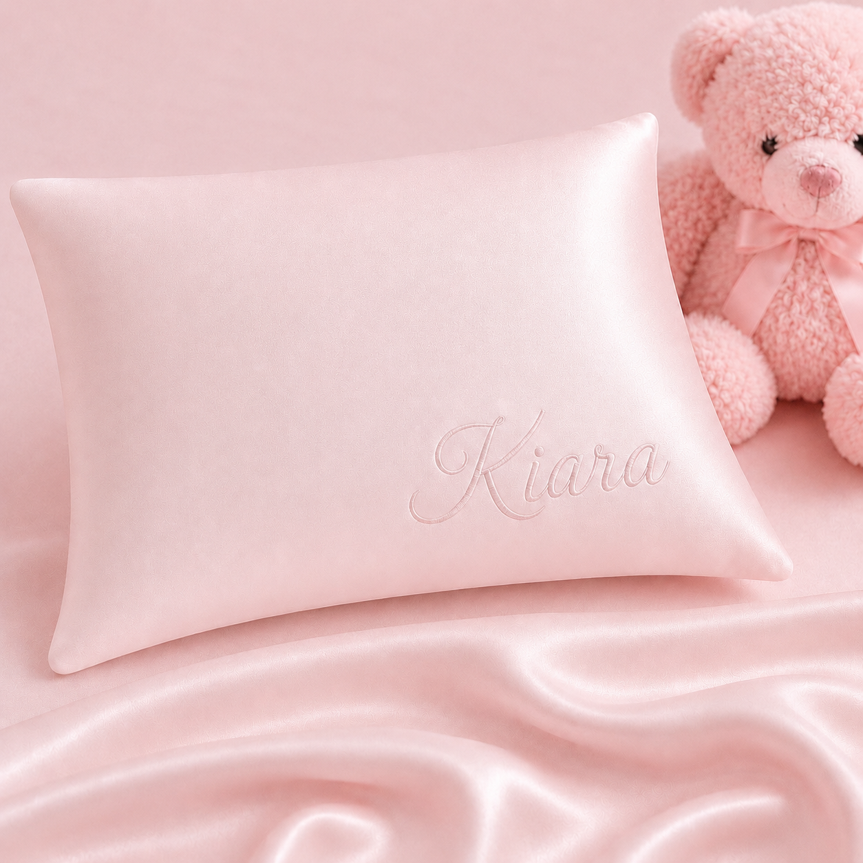 SILK TODDLER PILLOW AND CASE-PINK