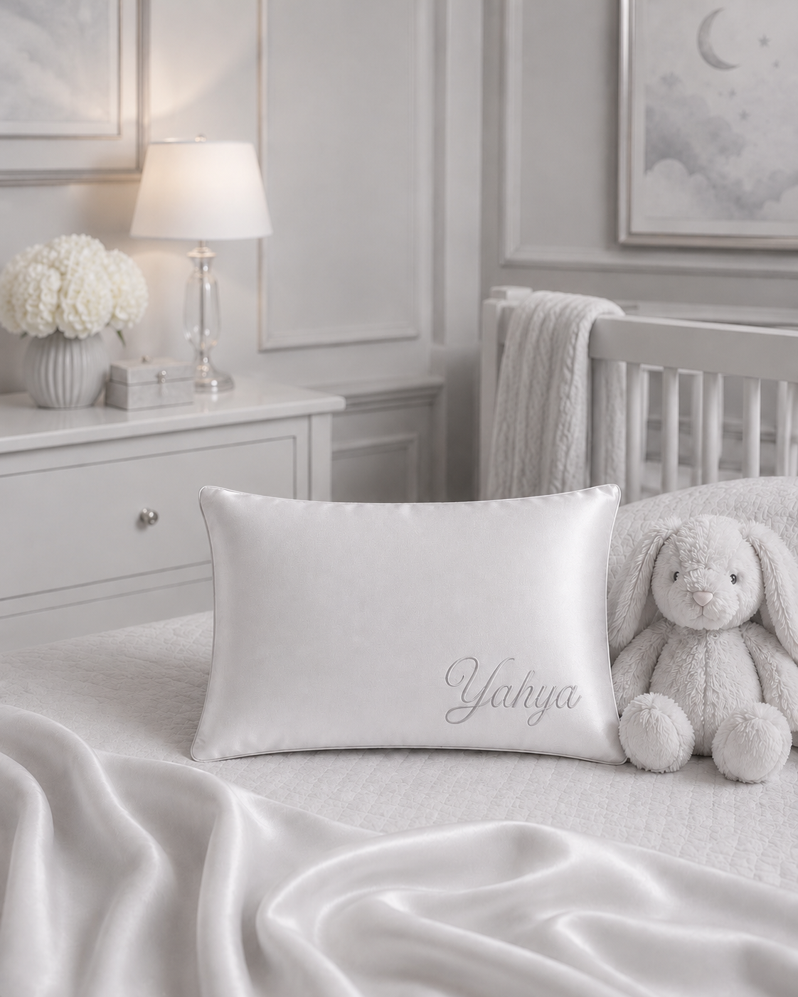 SILK TODDLER PILLOW AND CASE-SILVER